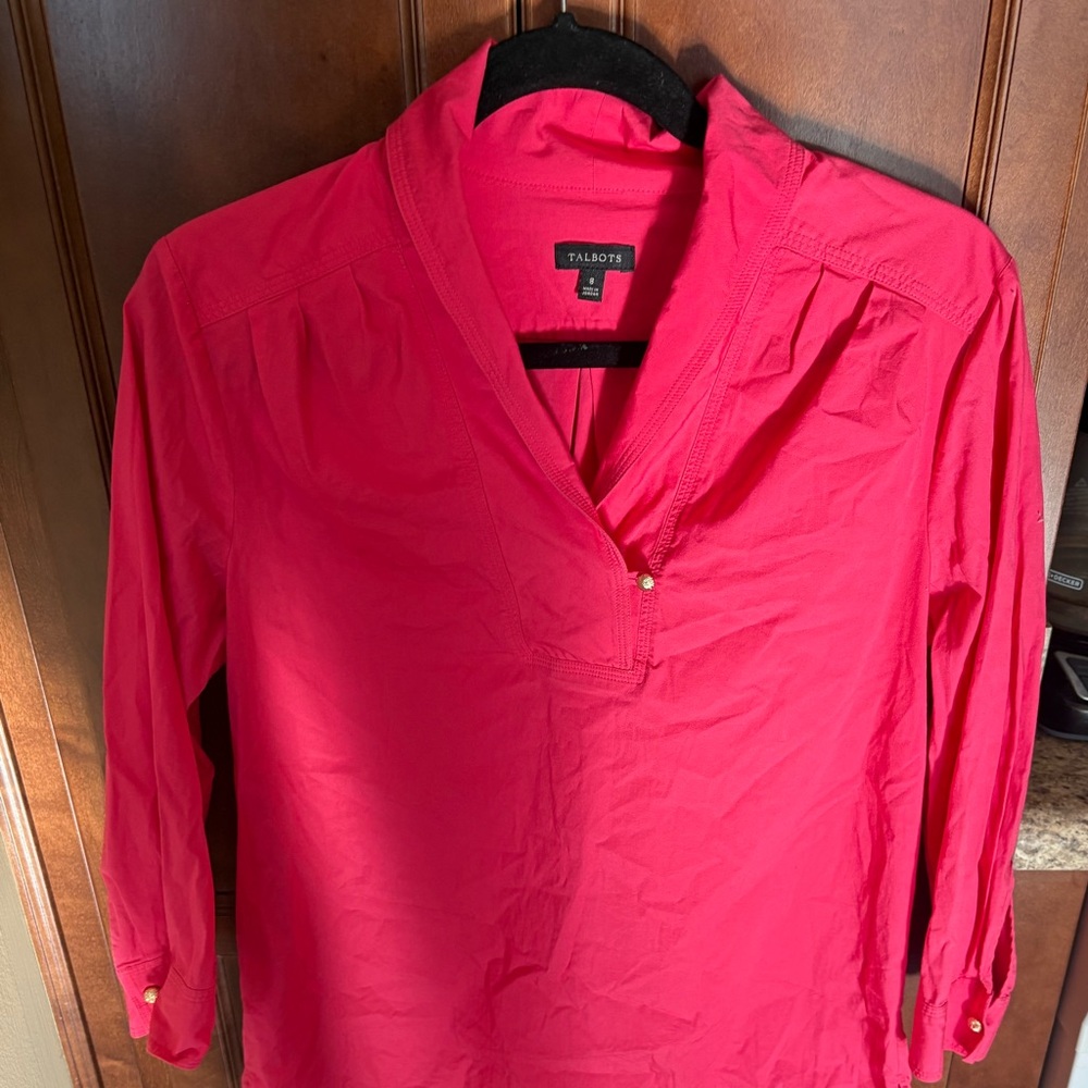 Talbots women's hot pink popover shirt in size 8